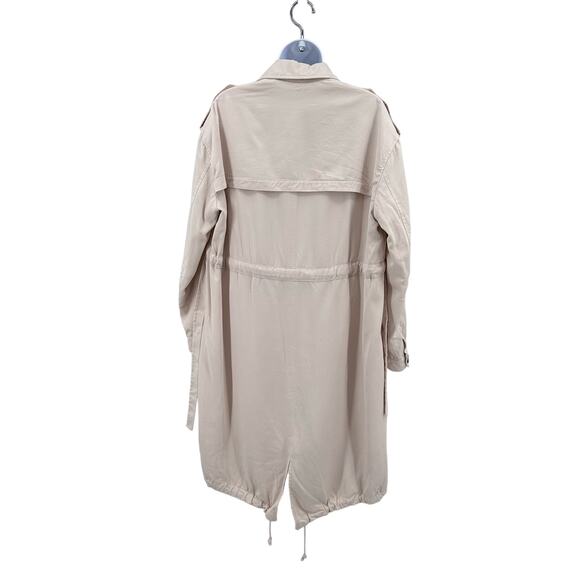 Allsaints Cream Lia Mac Trench Coat Duster Womens M Button Front Double Breasted - Picture 10 of 14
